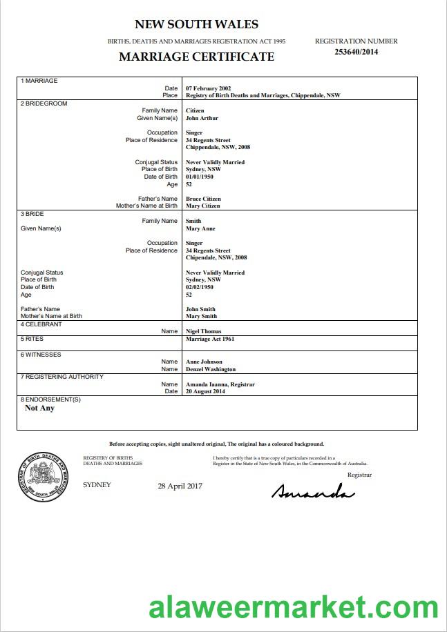 Australia Northern Territory of Australia birth certificate template in Word